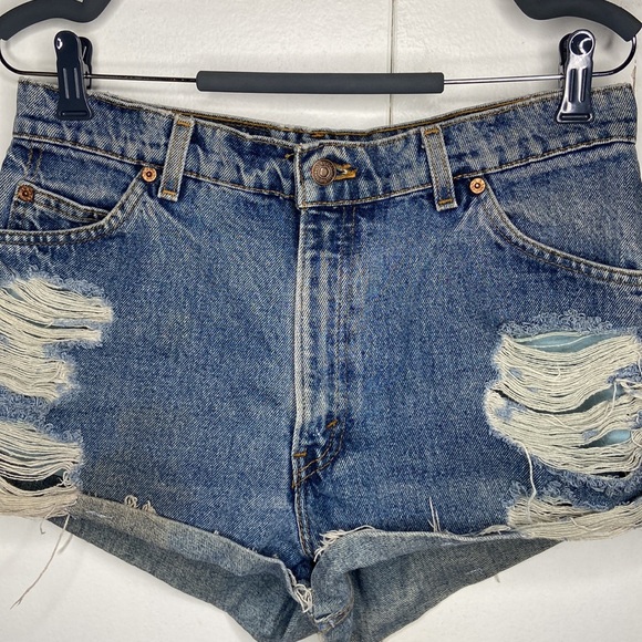 levis womens 950 shorts size 12 vintage distressed relaxed fit brown tab - Picture 4 of 8